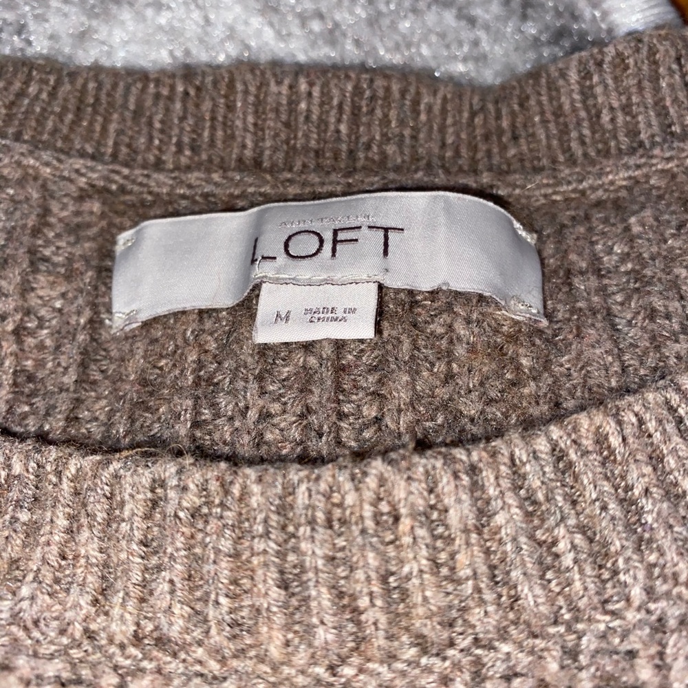 Loft Mixed Brown Cable Sweater - Picture 2 of 4